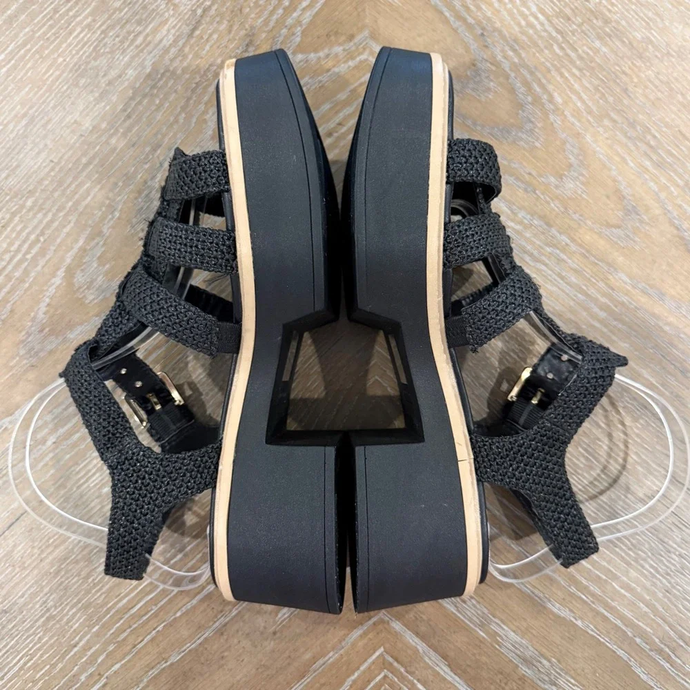 Dolce Vita Liani Black Fisherman Platform Sandals NWOB Size 10M